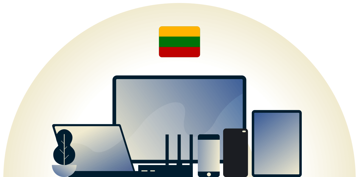 Litu&acirc;nia VPN protegendo uma variedade de dispositivos.