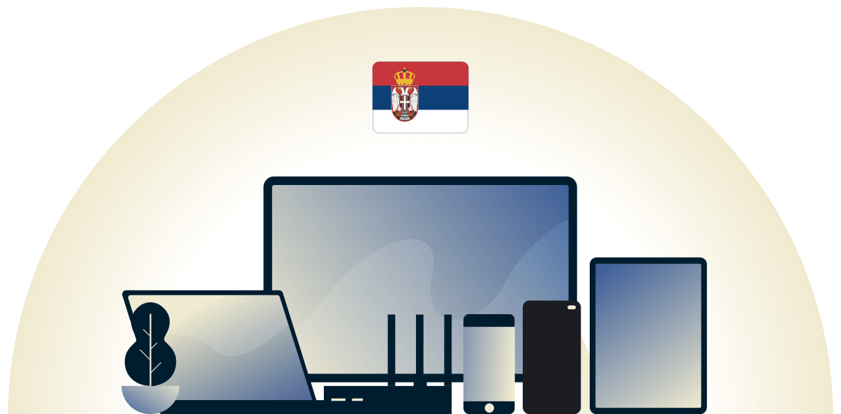 VPN pour la Serbie protégeant une variété d'appareils.