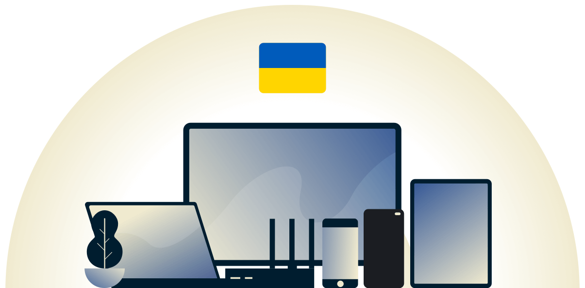 VPN ucraina che protegge una varietà di dispositivi.